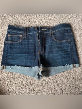 Abercrombie & Fitch Dark Indigo Rolled Hem Denim Shorts